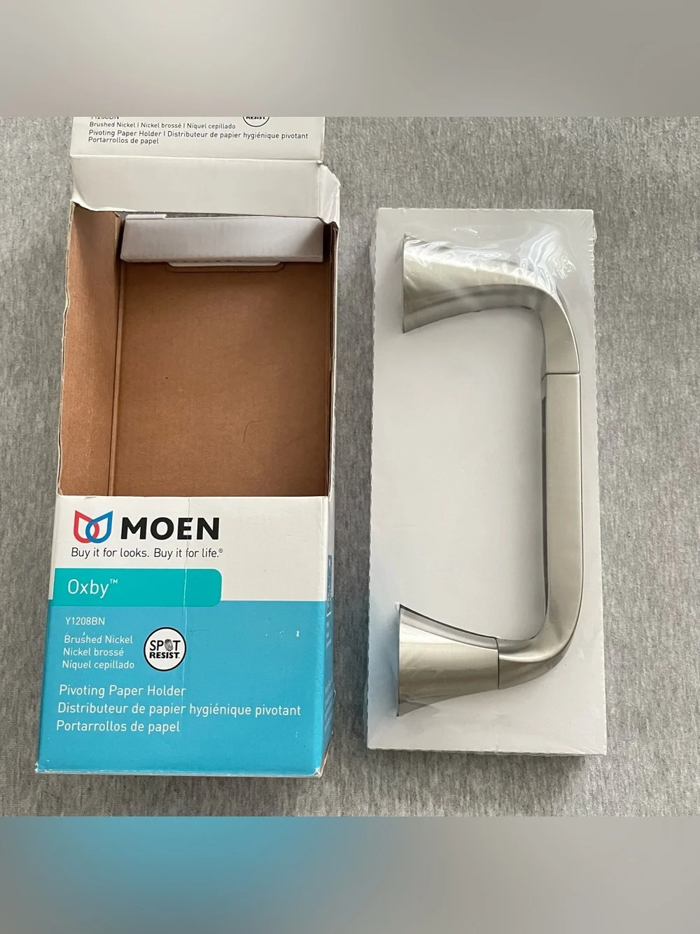 MOEN Oxby Brushed Nickel Pivoting Toilet Paper Holder New in Box